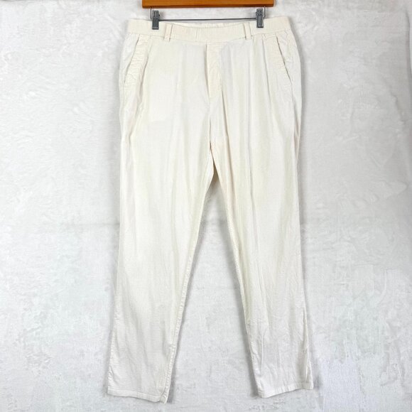 James Perse Cotton Linen Corduroy Pull On Relaxed Pants Womens 4 US XL Cream - Picture 1 of 8